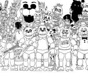 Coloriage Plusieurs personnages Animatronic FNAF