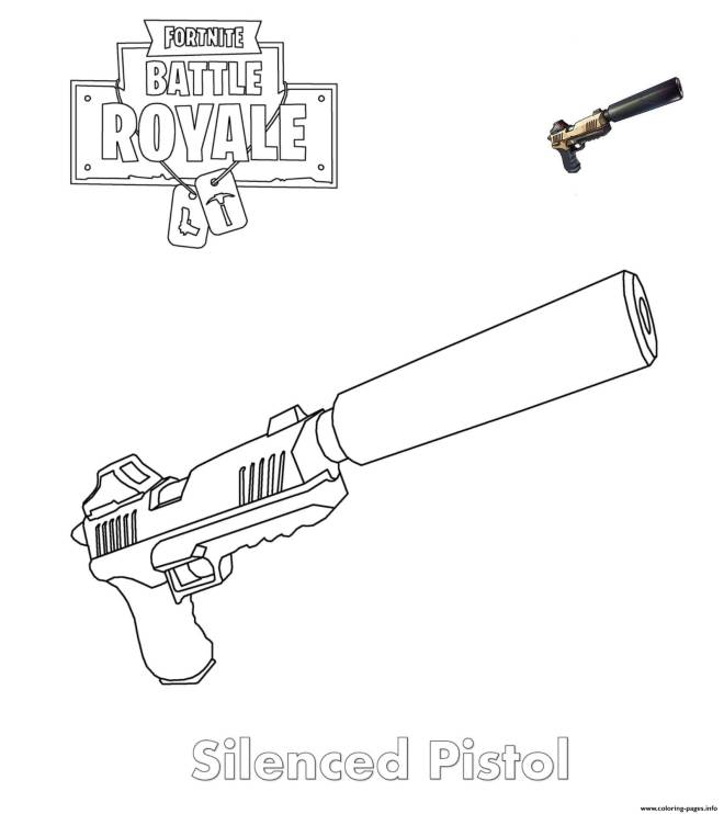 Coloriage et dessins gratuits Pistolet silencieux Fortnite  à imprimer