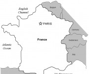 Coloriage France et ses frontières avec les autres pays
