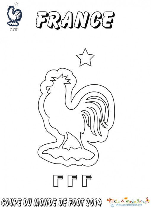 Coloriage Le Coq symbole de L'équipe de France