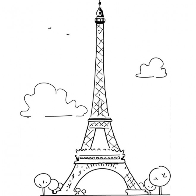 Coloriage Le Tour Eiffel En France Dessin Gratuit à Imprimer