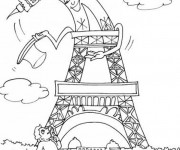 Coloriage Tour Eiffel humoristique