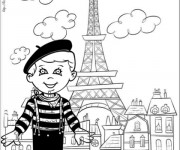 Coloriage Un Garçon parisien en France