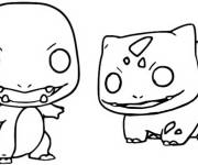 Coloriage Salameche et Bulbizarre en Funko Pop