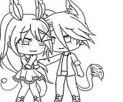Coloriage et dessins gratuit Couple amoureux de Gacha Life à imprimer