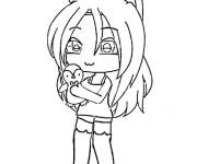 Coloriage et dessins gratuit Fille anime vous apporte un cadeau à imprimer