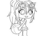 Coloriage Fille de Gacha life avec un ballon