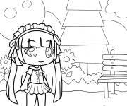 Coloriage Fille écolière de Gacha Life au jardin