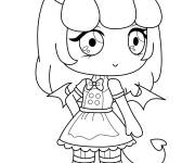 Coloriage Fille &eacute;ponge avec queue de d&eacute;mon