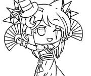 Coloriage et dessins gratuit Fille Gacha en kimono en dansant à imprimer