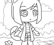 Coloriage Fille Gacha Life dans la nature