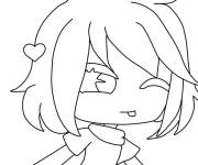 Coloriage Fille Gacha Life pr&ecirc;te a attaquer