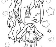 Coloriage Fille Gacha portant une jolie robe