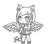 Coloriage Fille Gacha qui aime chanter