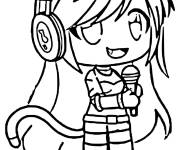 Coloriage Fille Gacha qui aime chanter