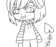 Coloriage Fille Gacha Vie avec un queue