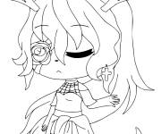 Coloriage Fille renne de Gacha Life avec une rose