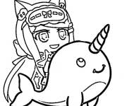 Coloriage Gacha sur un dauphin Licorne