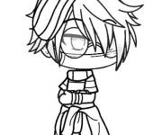 Coloriage Gar&ccedil;on d'anime Gacha Life portant un masque