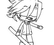 Coloriage Gar&ccedil;on de Gacha Life aux yeux band&eacute;s