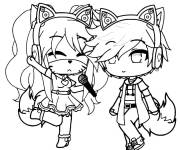 Coloriage Gar&ccedil;on et fille chanteurs de Gacha Life