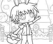 Coloriage Garçon Gacha Life tenant un panier