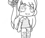 Coloriage Illustration de fille Gacha Life en souriant