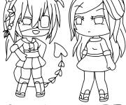 Coloriage Les deux filles amies de Gacha Life