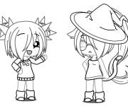 Coloriage Les deux s&oelig;urs de Gacha Life