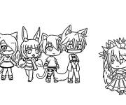 Coloriage Les personnages fascin&eacute;s par la princesse Gacha