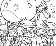 Coloriage Luni, Lado, Senpaibuns, Male Buns et Charlotte Mei de Gacha Life