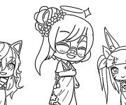 Coloriage Trois filles de Gacha Life en s'amusant