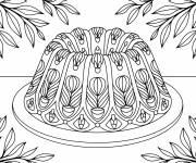 Coloriage Bundt g&acirc;teau avec des motifs floraux