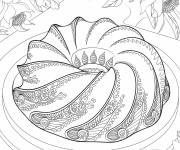 Coloriage Bundt g&acirc;teau sur une planche en bois