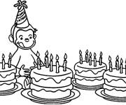Coloriage Cinq G&acirc;teaux avec un singe
