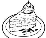 Coloriage Du g&acirc;teau d&eacute;licieux avec une cerise et de la cr&egrave;me