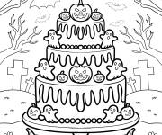 Coloriage G&acirc;teau &agrave; &eacute;tages sur le th&egrave;me d'Halloween