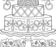 Coloriage G&acirc;teau &agrave; trois &eacute;tages