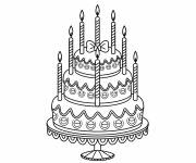 Coloriage G&acirc;teau &agrave; trois &eacute;tages avec d&rsquo;&eacute;l&eacute;gants d&eacute;corations