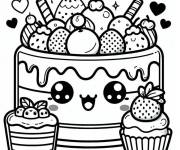 Coloriage G&acirc;teau au chocolat kawaii