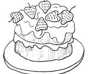 Coloriage G&acirc;teau au fraises