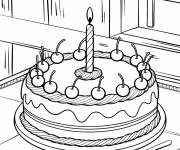 Coloriage G&acirc;teau aux cerises pour enfants