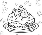 Coloriage G&acirc;teau aux fraises &agrave; motif en ligne