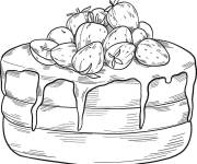 Coloriage G&acirc;teau aux fraises pour les gourmands