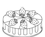 Coloriage et dessins gratuit G&acirc;teau aux fraises pour maternelle à imprimer