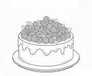 Coloriage G&acirc;teau aux framboises