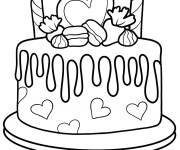 Coloriage G&acirc;teau aux macarons et aux fraises