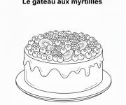 Coloriage G&acirc;teau aux myrtilles en noir et blanc