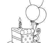 Coloriage G&acirc;teau avec ballons pour maternelle