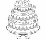 Coloriage G&acirc;teau avec de fraises et de myrtilles
